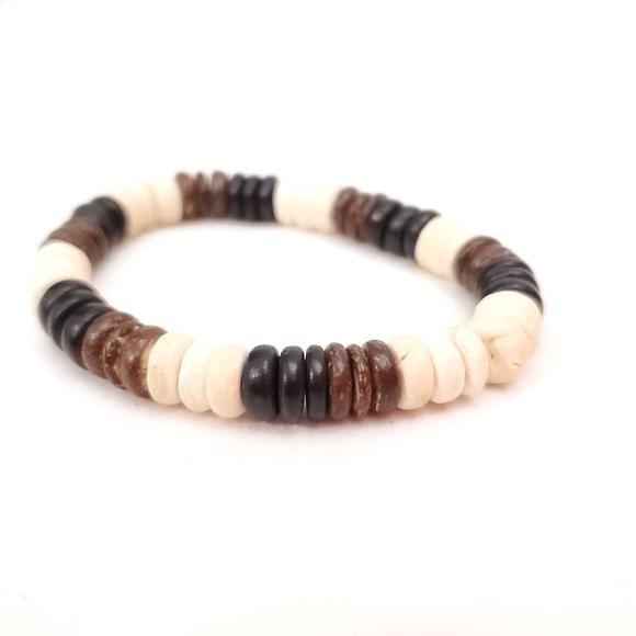 Wood beaded bracelet with 3 colors - Picture 4 of 4